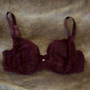 42DDD Victoria Secret Burgundy Unlined Lace Bra